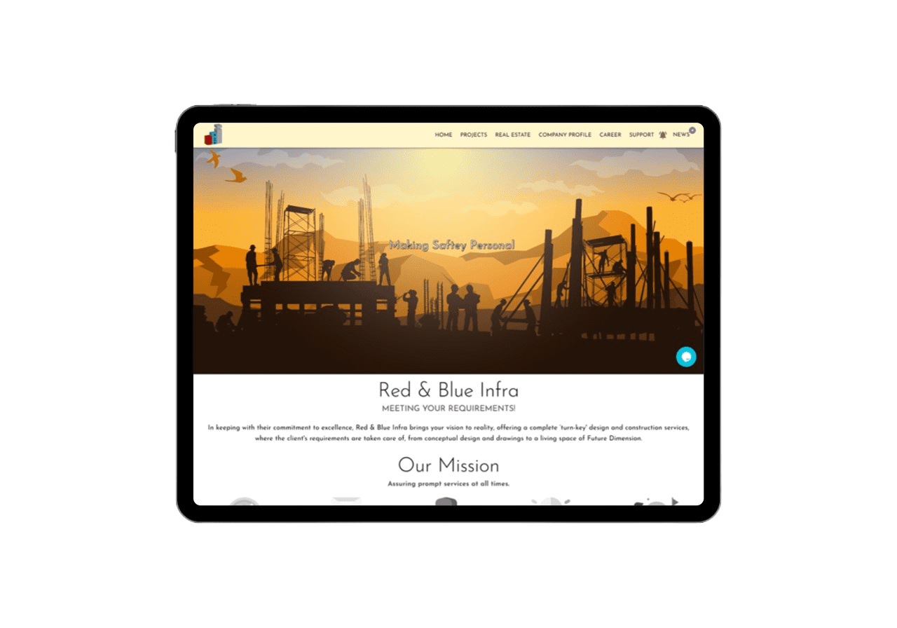 Red & Blue Infra  website portfolia goafreet company go afreet portfolia ourwork page